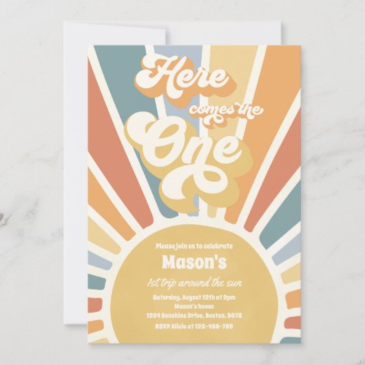 こ来こOne Boho Sunshine 1st誕生日 招待状 (正面)
