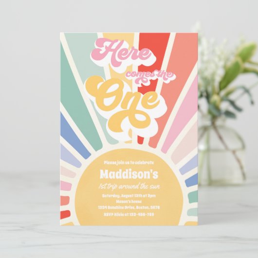 こ来こOne Boho Sunshine 1st誕生日 招待状 (スタンド正面)