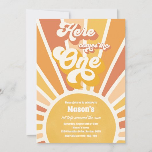 こ来こOne Boho Sunshine 1st誕生日 招待状 (正面)
