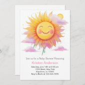 こ来こSun Boho Girl Baby Shower 招待状 (正面/裏面)