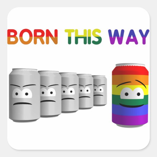 こ生まれそLGBTレインボーストライプー スクエアシール (正面)