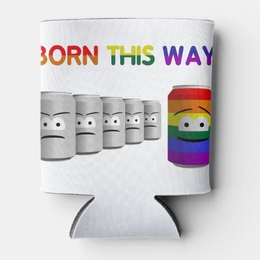 こ生まれそLGBTレインボーストライプー 缶クーラー (正面)