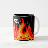 「こ素晴らしれ」(白+火と炎) ツートーンマグカップ (正面右)