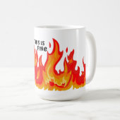 「こ素晴らしれ」（黒+火と炎） コーヒーマグカップ (正面右)