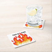 「こ素晴らしれ」(黒+火と炎) スクエアペーパーコースター (インサイチュ)