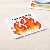 「こ素晴らしれ」(黒+火と炎) スクエアペーパーコースター (アングル)