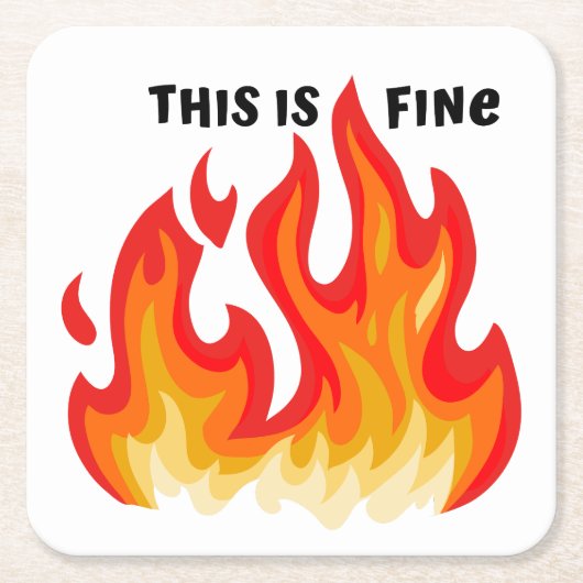 「こ素晴らしれ」(黒+火と炎) スクエアペーパーコースター (正面)