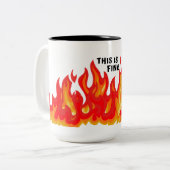 「こ素晴らしれ」（黒+火と炎） ツートーンマグカップ (正面左)