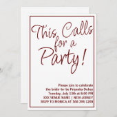 こ素朴れはパーティーおもしろいブライダルシャワー 招待状 (正面/裏面)