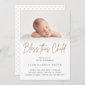 こ賛美の子は手書きの《キリスト教》洗礼式や命名式写真家 招待状 (正面/裏面)