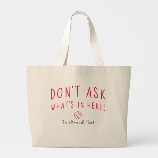 こ頼こに何が！（私は野球の母だ） ラージトートバッグ (裏面)