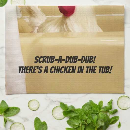 ごしごし洗ダビングダビング! たらいに鶏があります! キッチンタオル (折り畳み)