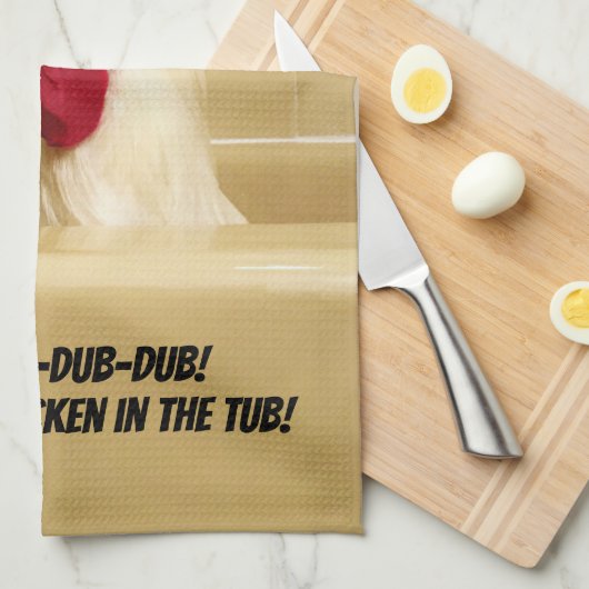 ごしごし洗ダビングダビング! たらいに鶏があります! キッチンタオル (四つ折り)