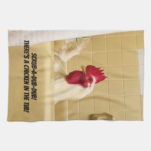 ごしごし洗ダビングダビング! たらいに鶏があります! キッチンタオル (横)