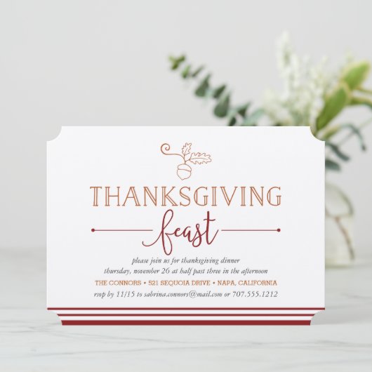 ごちそう | 感謝祭ディナー招待状 招待状 (スタンド正面)