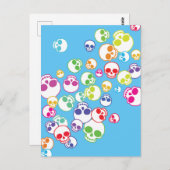 ごちゃごちゃしたカラフルスカル ポストカード (正面/裏面)