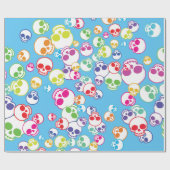 ごちゃごちゃしたカラフルスカル ラッピングペーパー (フラット)