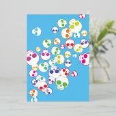 ごちゃごちゃしたカラフルスカル 箔招待状 (立ち正面)