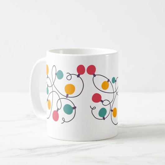 ごちゃ混ぜのクリスマスホリデー電球 コーヒーマグカップ (正面左)