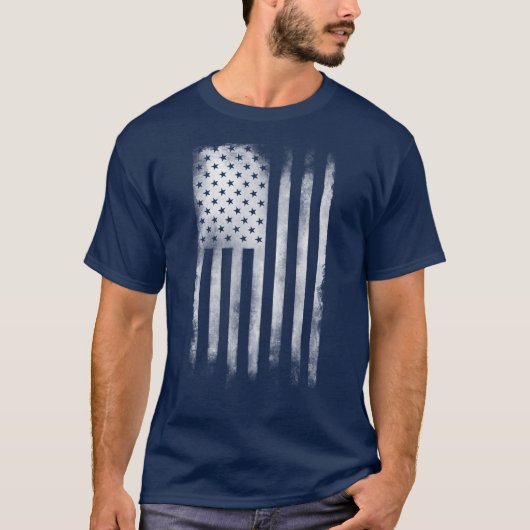 ごつごつしたアメリカ国旗シャ男性へツ Tシャツ (正面)