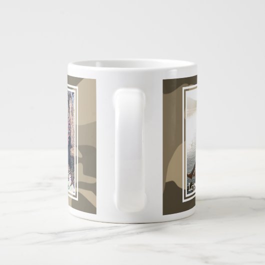 ごつごつした迷彩3枚の写真がお父様の日 ジャンボコーヒーマグカップ (裏面)