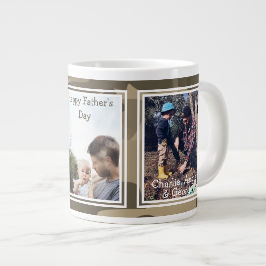 ごつごつした迷彩3枚の写真がお父様の日 ジャンボコーヒーマグカップ (正面右)