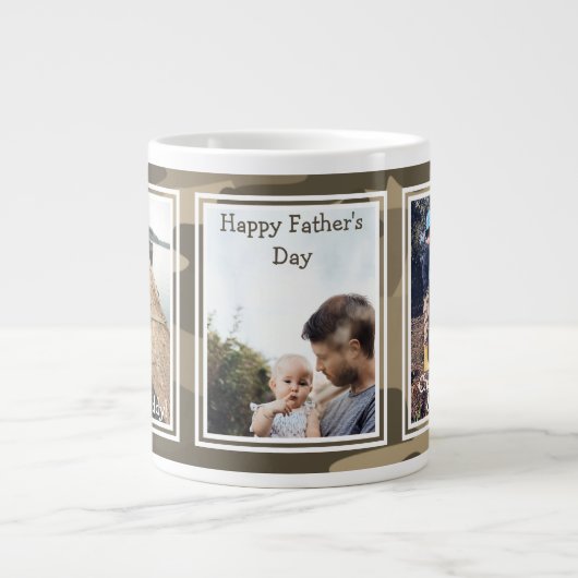 ごつごつした迷彩3枚の写真がお父様の日 ジャンボコーヒーマグカップ (正面)