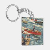 ごまかしのモータ速度のボートのヴィンテージの旧式な列の海 キーホルダー (正面左)