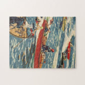 ごまかしのモータ速度のボートのヴィンテージの旧式な列の海 ジグソーパズル (横)