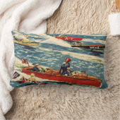 ごまかしのモータ速度のボートのヴィンテージの旧式な列の海 ランバークッション (ブランケット)