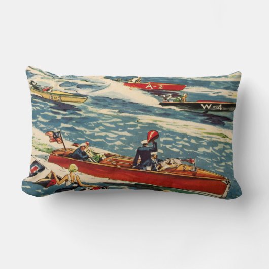 ごまかしのモータ速度のボートのヴィンテージの旧式な列の海 ランバークッション (正面)
