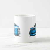 ごまかしの充電器によってすごい蜂の青車 コーヒーマグカップ (中央)