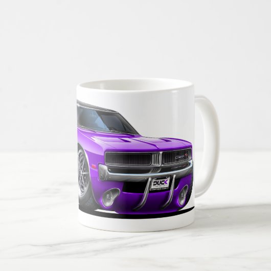 ごまかしの充電器の紫色車 コーヒーマグカップ (正面右)