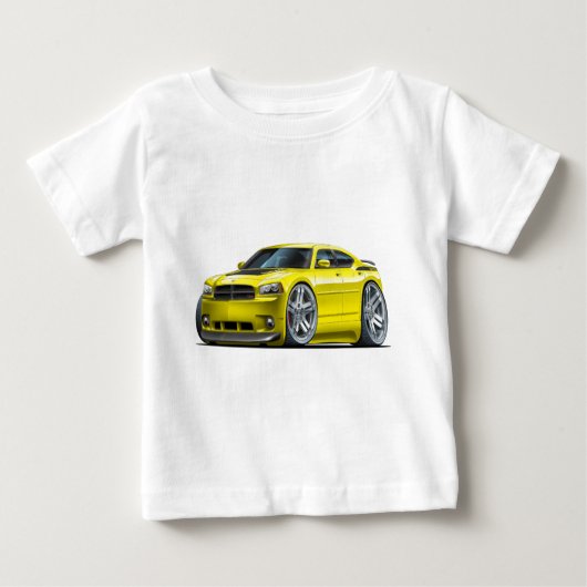 ごまかしの充電器のDaytonaの黄色い車 ベビーTシャツ (正面)