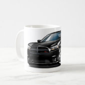 ごまかしの充電器RTの黒い車 コーヒーマグカップ (正面左)