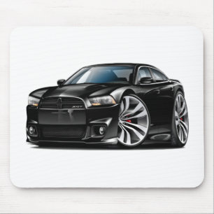 ごまかしの充電器SRT8の黒い車 マウスパッド