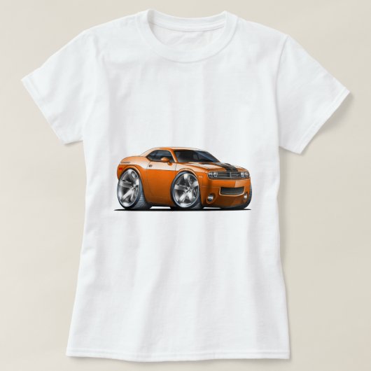 ごまかしの挑戦者のオレンジ車 Tシャツ (デザイン正面)
