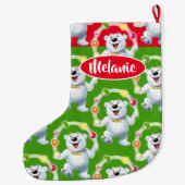 ごまかす白くまのカスタムな女の子のクリスマスのstockin ラージクリスマスストッキング (裏面)
