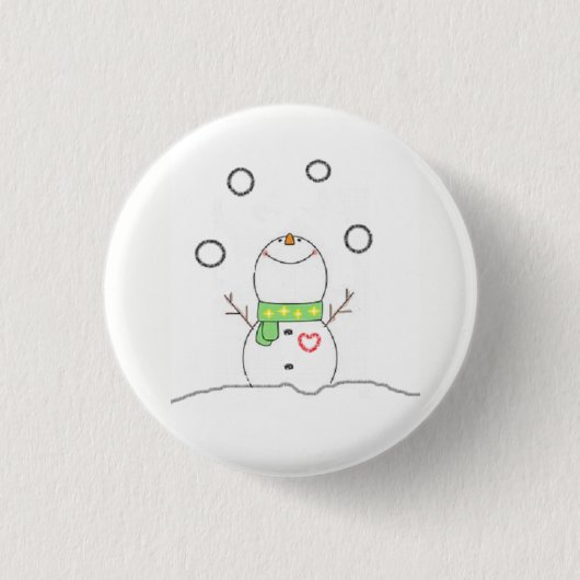 ごまかす雪だるま 缶バッジ (正面)