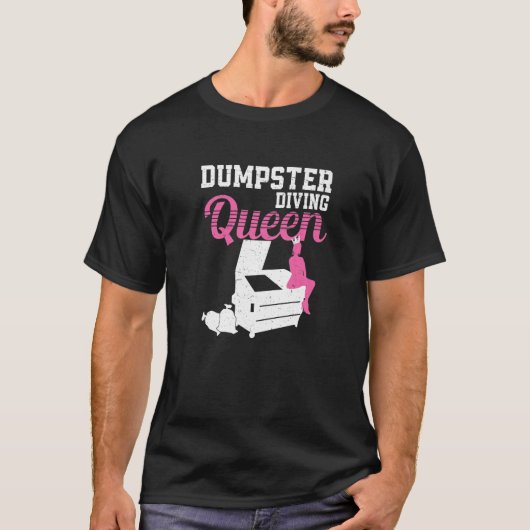 ごみおもしろい収集車のダイビング女王 Tシャツ (正面)
