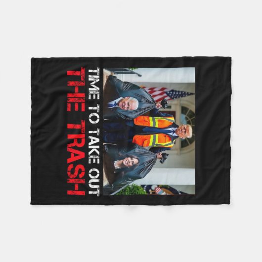 ごみの切り札のガービおもしろいージマンを取り出す時間 フリースブランケット (正面(横))