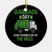 ごみの日お気に入りのは私の曜日トラックT セラミックオーナメント (正面)