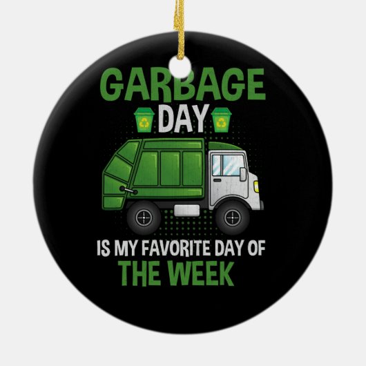 ごみの日お気に入りのは私の曜日トラックT セラミックオーナメント (裏面)