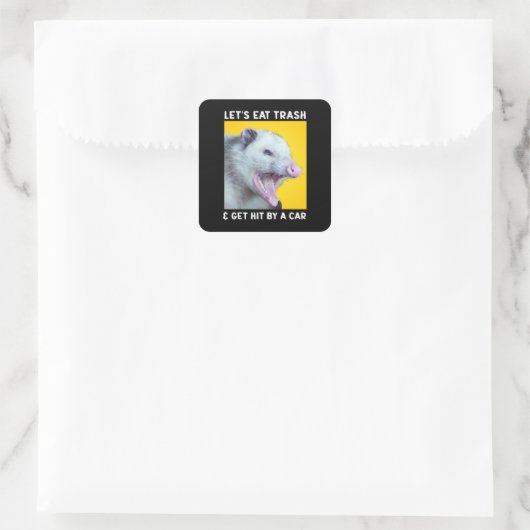 ごみを食べて車の面白い言い回しにヒットしよう スクエアシール (バッグ)