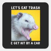 ごみを食べて車の面白い言い回しにヒットしよう スクエアシール (正面)