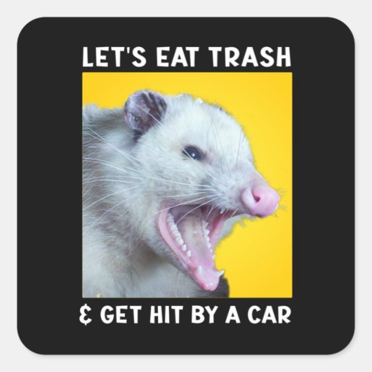 ごみを食べて車の面白い言い回しにヒットしよう スクエアシール (正面)