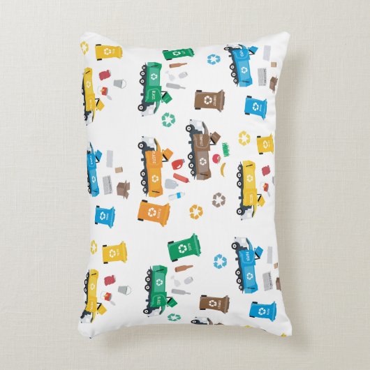 ごみカラフルトラックとビンのリサイクル アクセントクッション (正面(垂直))