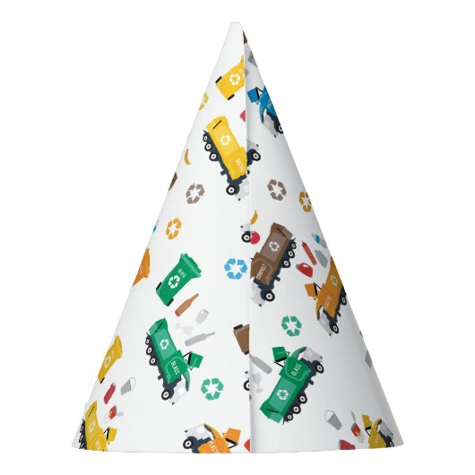 ごみカラフルトラックとビンのリサイクル パーティーハット (裏面)