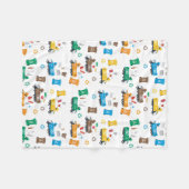 ごみカラフルトラックとビンのリサイクル フリースブランケット (正面(横))