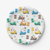 ごみカラフルトラックとビンのリサイクル ペーパープレート (正面)